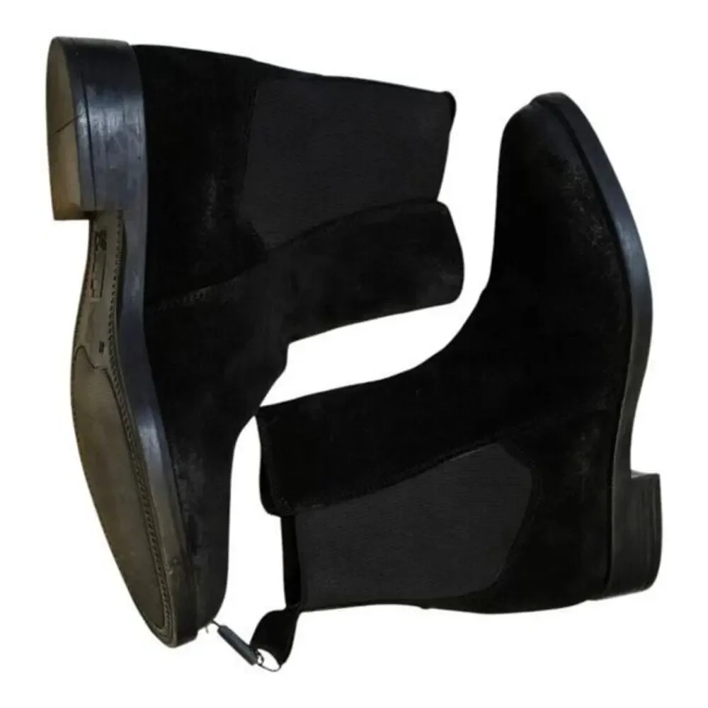Emmanuel Crasto Black Suede Leather Ankle‎ Boots Classic Chelsea Style Pull On